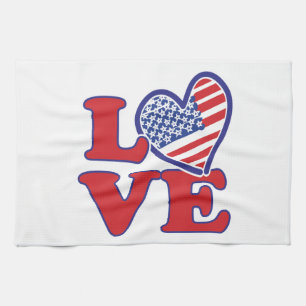 I Kärlek USA Heart Kökshandduk