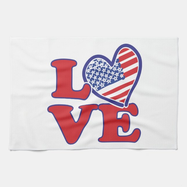 I Kärlek USA Heart Kökshandduk (Horisontell)
