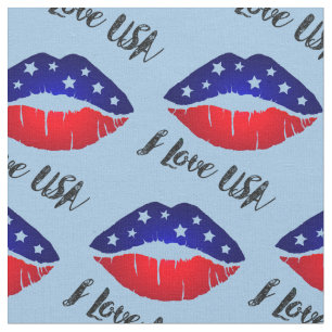 I Kärlek USA, Läppar Kiss, 4 juli Independence day Tyg