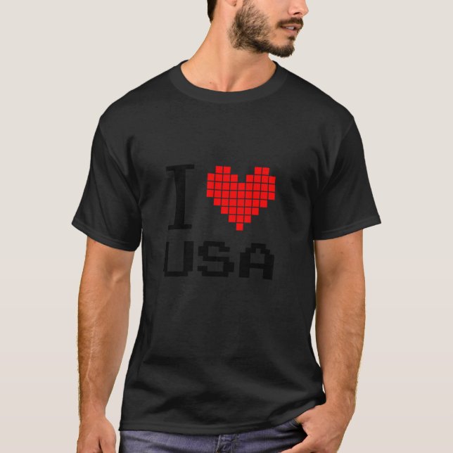 I Kärlek USA njuter Patriotic United Stater Americ T Shirt (Framsida)