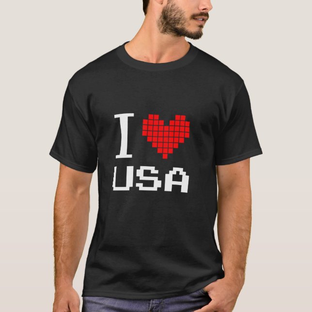 I Kärlek USA njuter Patriotic United Stater Americ T Shirt (Framsida)