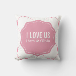 I Kärlek USA Par Rosa Hearts Pillow Kudde