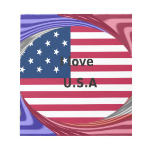 I Kärlek USA Swirl: Patriotic Heart Art Print Anteckningsblock