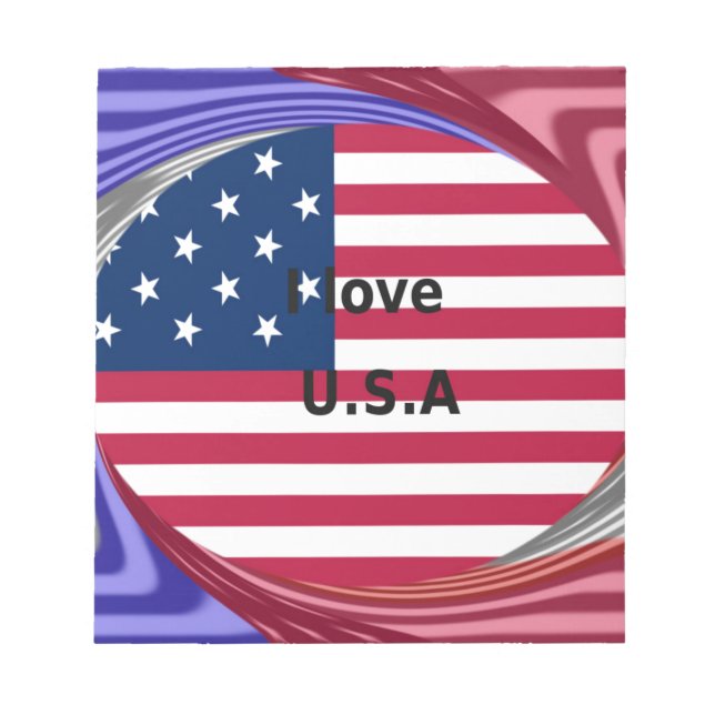 I Kärlek USA Swirl: Patriotic Heart Art Print Anteckningsblock (Framsida)