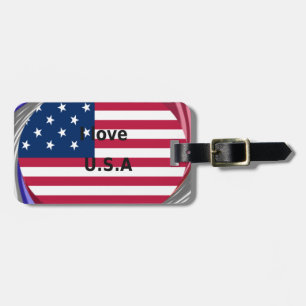 I Kärlek USA Swirl: Patriotic Heart Art Print Bagagebricka