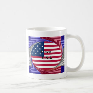 I Kärlek USA Swirl: Patriotic Heart Art Print Kaffemugg