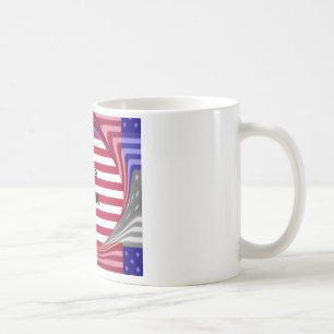 I Kärlek USA Swirl: Patriotic Heart Art Print Kaffemugg