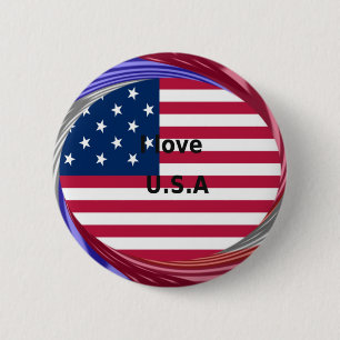 I Kärlek USA Swirl: Patriotic Heart Art Print Knapp