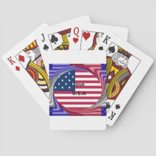 I Kärlek USA Swirl: Patriotic Heart Art Print Kortlek