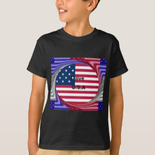 I Kärlek USA Swirl: Patriotic Heart Art Print Tee