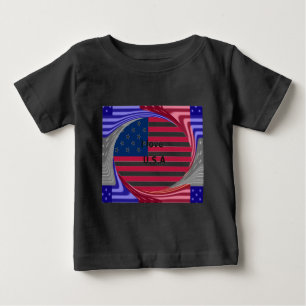 I Kärlek USA Swirl: Patriotic Heart Art Print Tee Shirt