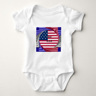 I Kärlek USA Swirl: Patriotic Heart Art Print Tee Shirt
