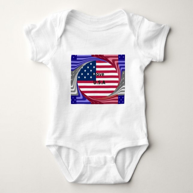 I Kärlek USA Swirl: Patriotic Heart Art Print Tee Shirt (Framsida)