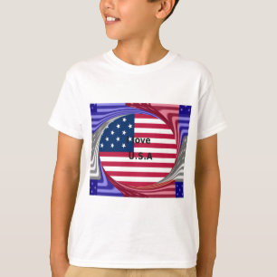 I Kärlek USA Swirl: Patriotic Heart Art Print Tröja