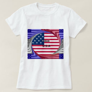 I Kärlek USA Swirl: Patriotic Heart Art Print Tröja