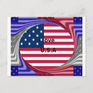 I Kärlek USA Swirl: Patriotic Heart Art Print Vykort