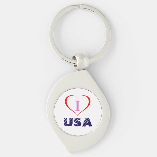 I KÄRLEK USA SWIRL SILVERFÄRGAD NYCKELRING (Framsidan)