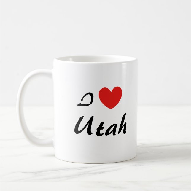 I Kärlek Utah Heart Typography Coffee Mugg (Vänster)