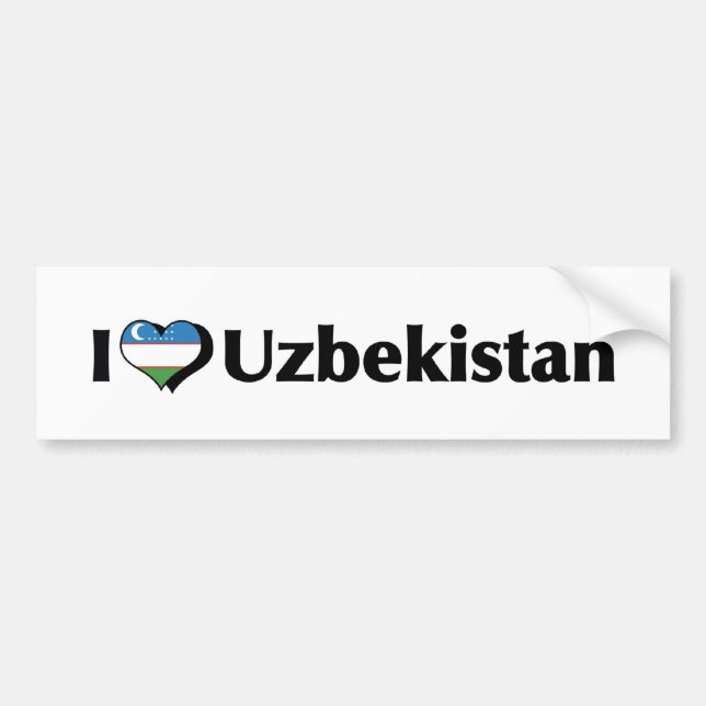 I Kärlek Uzbekistan Flagga Bildekal (Framsidan)