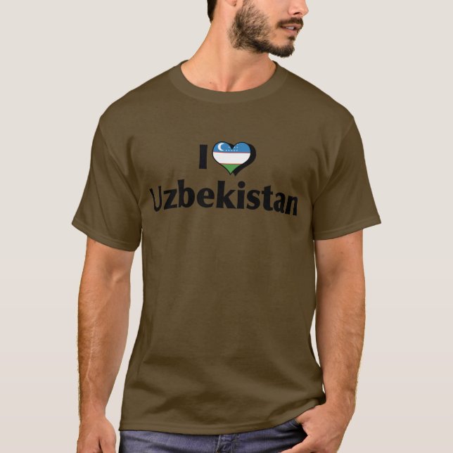 I Kärlek Uzbekistan Flagga Shirt T Shirt (Framsida)