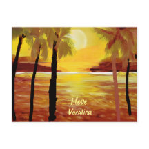 I Kärlek Vacation Sunset Ocean PalmTrees