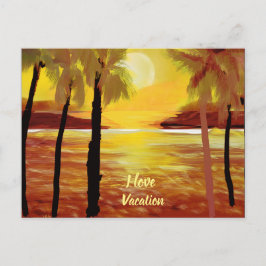 I Kärlek Vacation Sunset Ocean PalmTrees Vykort