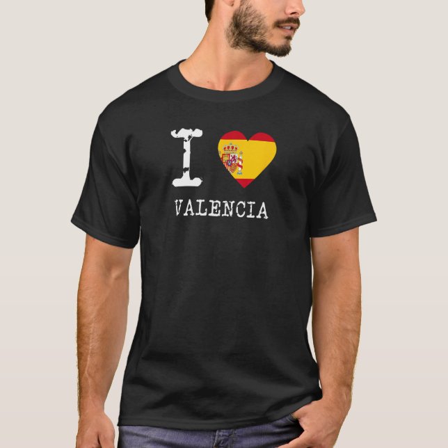 I Kärlek Valencia T-Shirt Spain Flagga (Framsida)