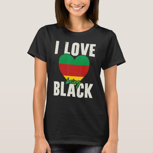 I Kärlek Varare Black Pride Melanin African Americ T Shirt (Framsida)