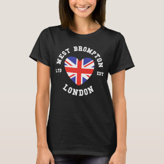 I Kärlek VÄSTER BROMPTON London Heart Flagga Badge T Shirt