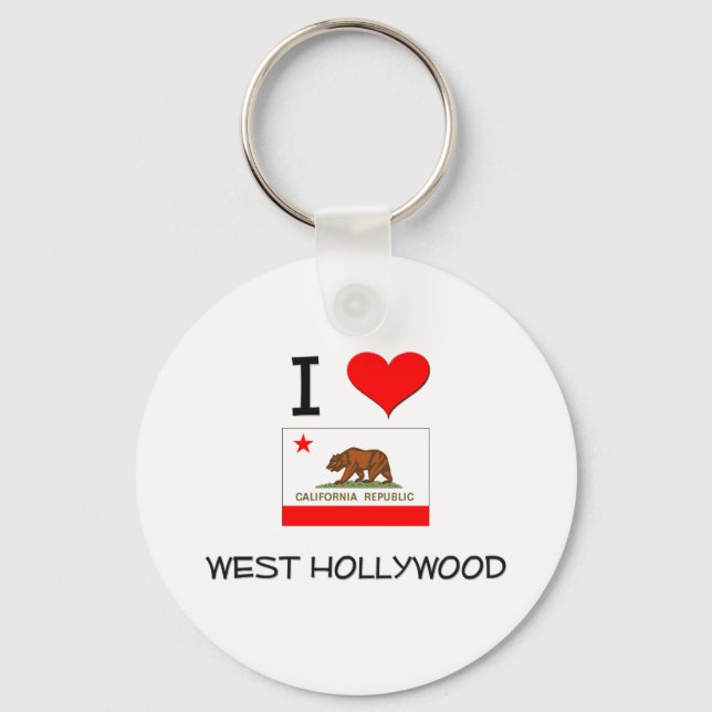 I Kärlek VÄSTER HOLLYWOOD California Nyckelring (Framsida)