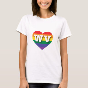 I Kärlek Väster Virginia Rainbow Heart T-shirt