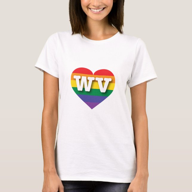 I Kärlek Väster Virginia Rainbow Heart T-shirt (Framsida)