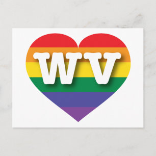 I Kärlek Väster Virginia Rainbow Heart Vykort