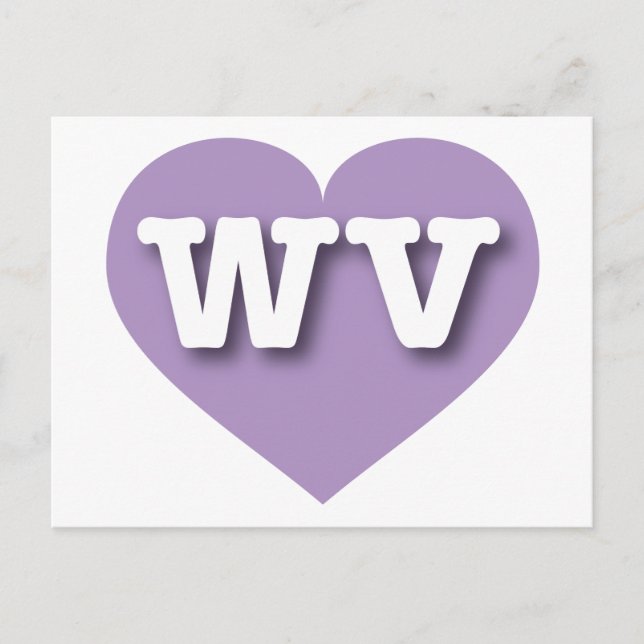 I kärlek Väster Virginia - WV Lavender Heart Vykort (Framsida)