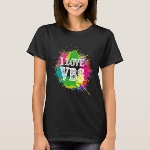I Kärlek Vbs Vacation Bible School Paint Splatter T Shirt