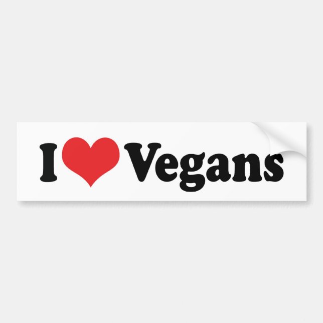 I Kärlek Vegans Bumper Sticker Bildekal (Framsidan)
