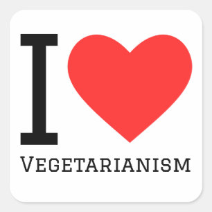 I kärlek vegetarianism fyrkantigt klistermärke