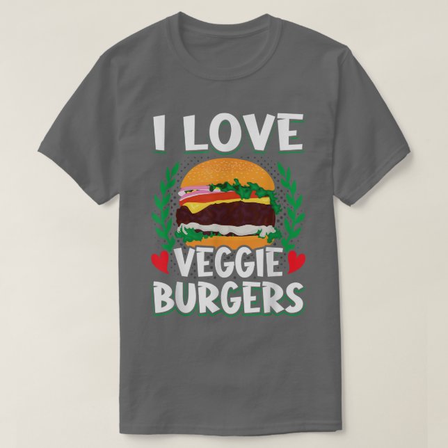I Kärlek Veggie Burgers Vegetarian Vegan Plant Bur T Shirt (Design framsida)