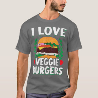 I Kärlek Veggie Burgers Vegetarian Vegan Plant Bur T Shirt