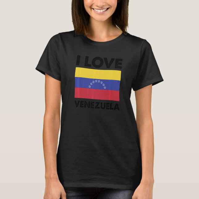 I Kärlek Venezuela Hjärtar jag Venezuelas familjer T Shirt (Framsida)