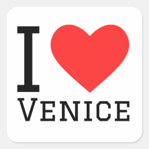 I kärlek venice fyrkantigt klistermärke