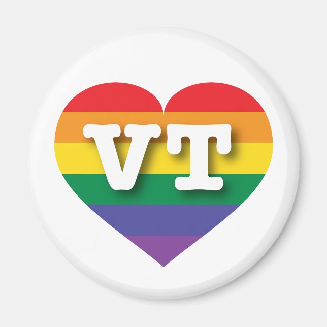 I Kärlek Vermont Rainbow Heart Magnet (Framsidan)