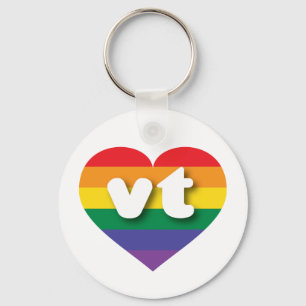 I Kärlek Vermont Rainbow Heart Nyckelring