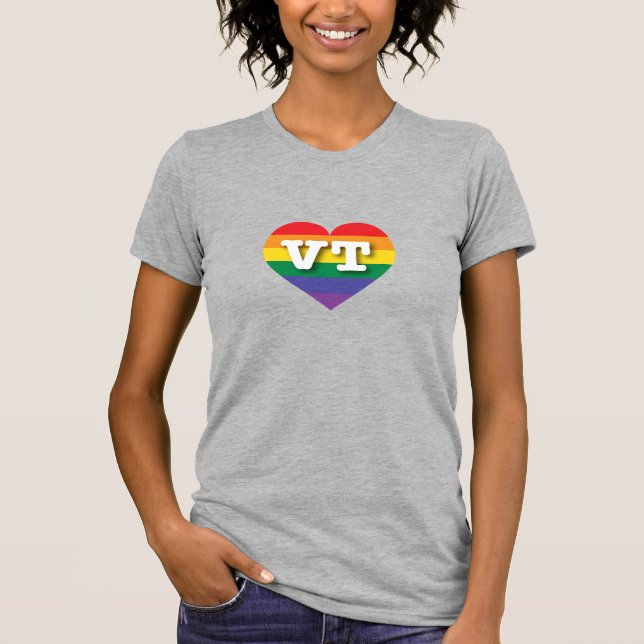 I Kärlek Vermont Rainbow Heart T Shirt (Framsida)