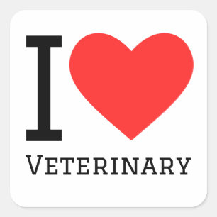 I kärlek veterinär fyrkantigt klistermärke