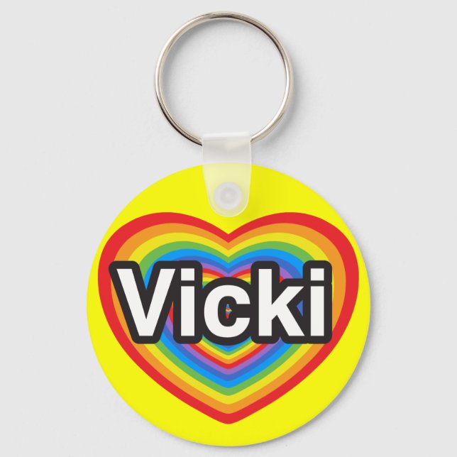 I kärlek Vicki. Jag kärlek du Vicki. Hjärta Nyckelring (Framsida)