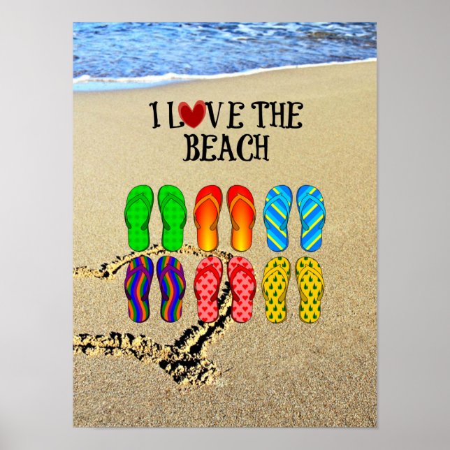 I Kärlek vid Beach, Flinflip flops i Sand Poster (Framsidan)