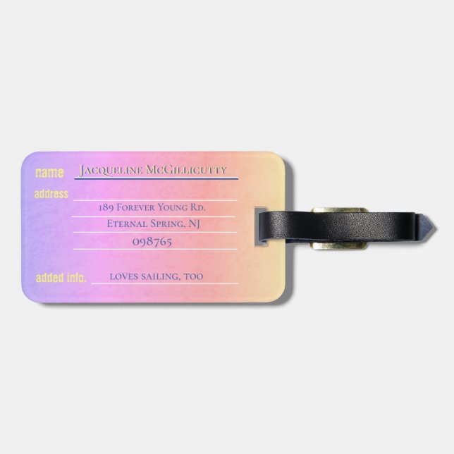 #"I kärlek vid stranden"solöksmallen adress Bagagebricka (Baksida Vågrät)