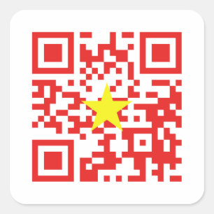 I Kärlek Vietnam (Tôi Yêu Viet Nam) Flagga QR-kod Fyrkantigt Klistermärke