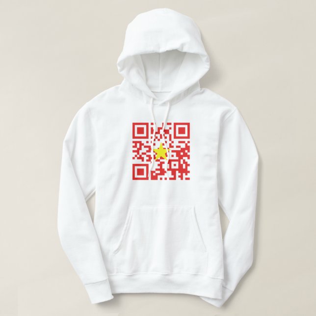 I Kärlek Vietnam (Tôi Yêu Viet Nam) Flagga QR-kod Hoodie (Design framsida)